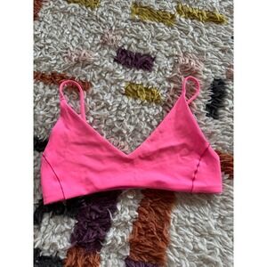 Left On Friday Hot Pink Bralette Top V Neck Sleeveless Activewear Size M N1